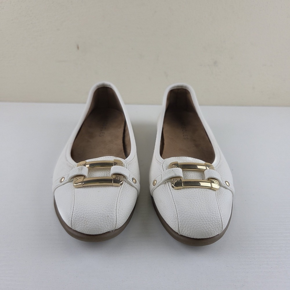 Aerosoles Sherbet Ballet Flats Off White Gold Buckle Comfort Shoes Womens Sz 8 M - Picture 5 of 12